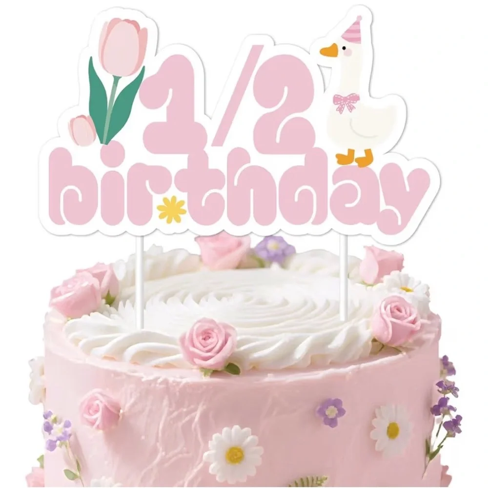 Pink 1/2 Birthday Cake Topper (A240)